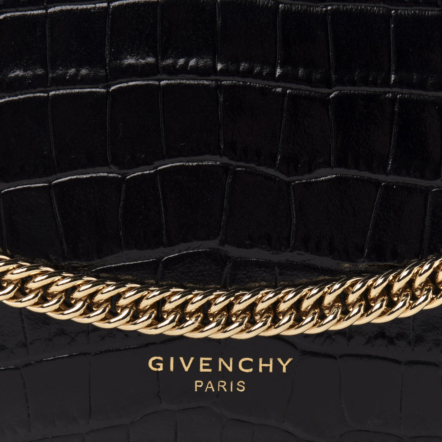Calfskin Crocodile Embossed Cross 3 Crossbody Bag Black