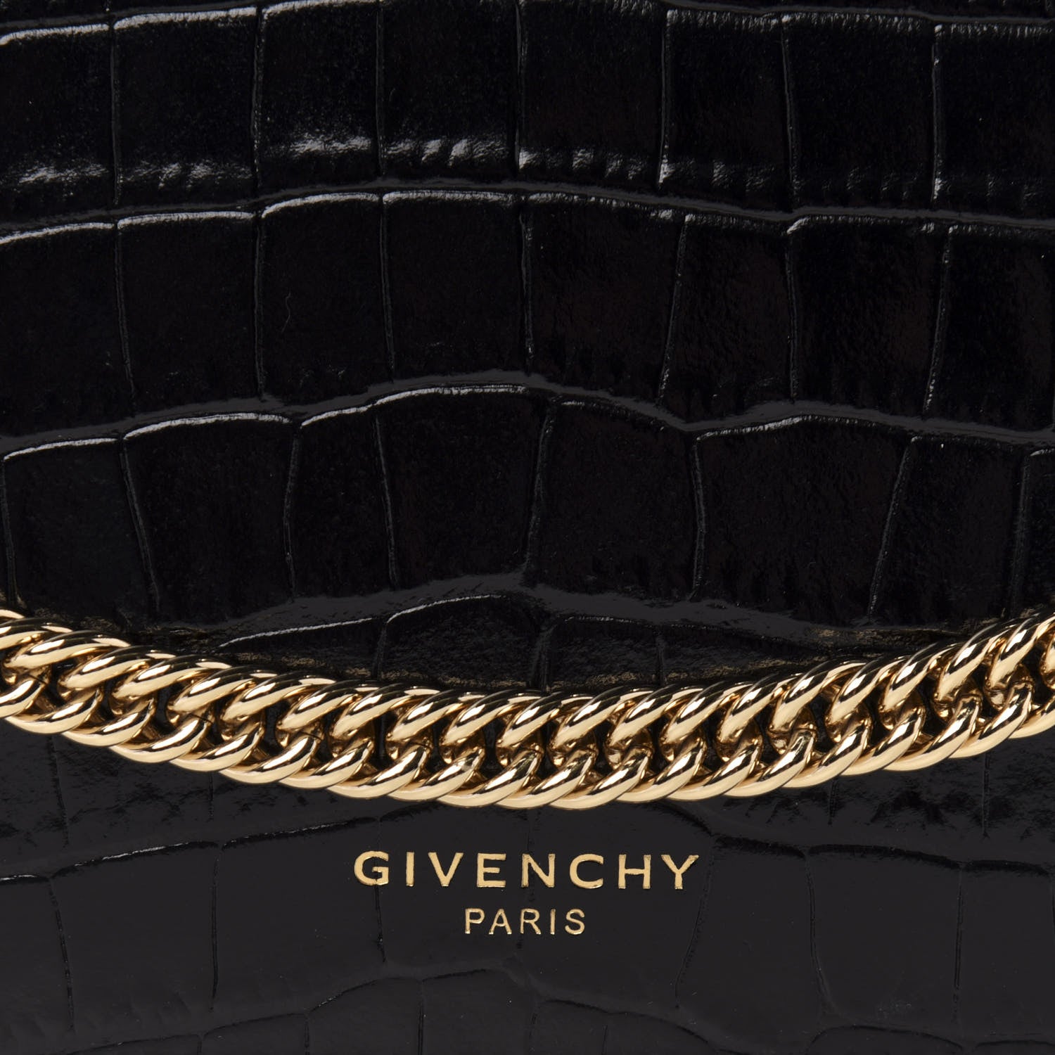 Givenchy Calfskin Crocodile Embossed Cross 3 Crossbody Bag Black 10 of 10