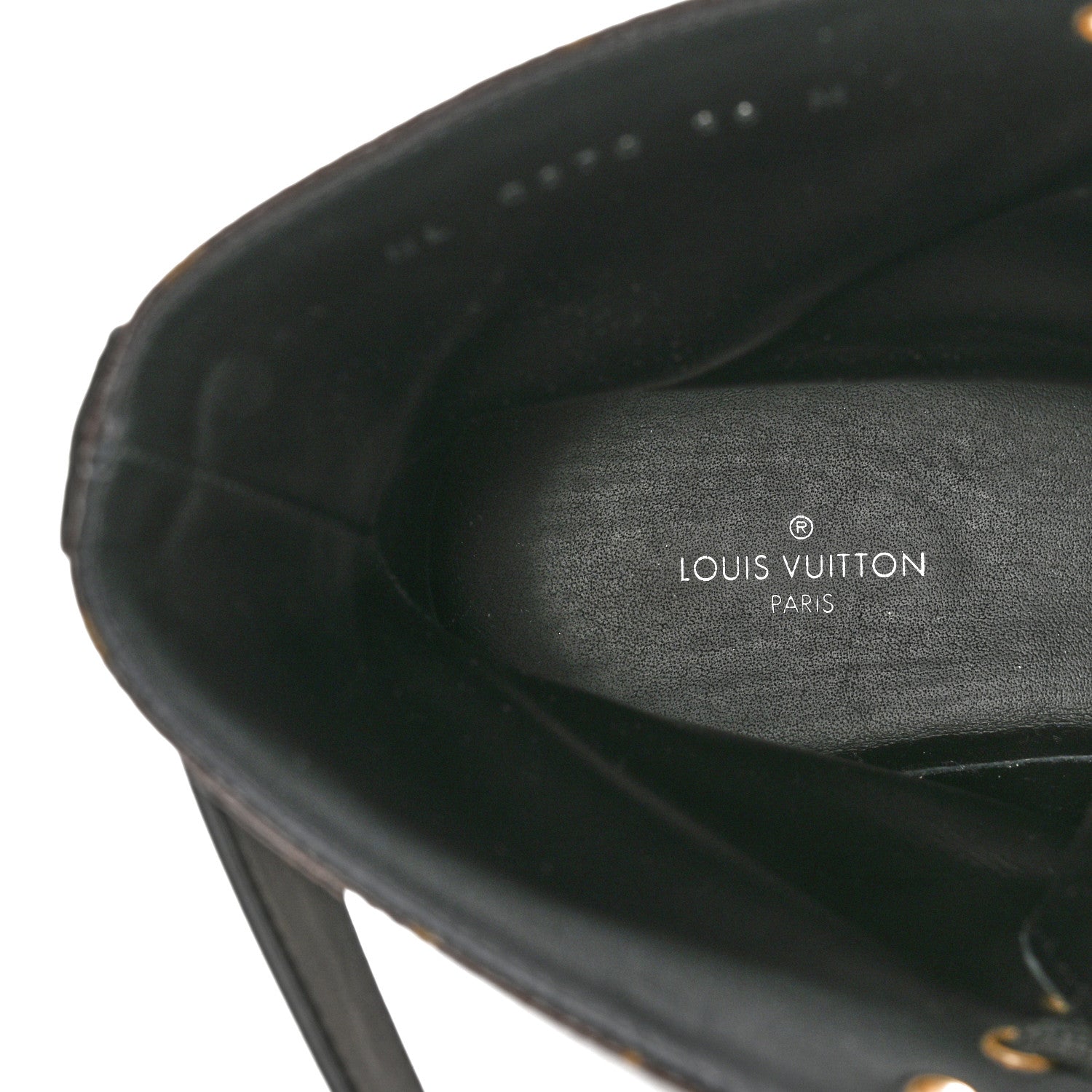 Louis Vuitton Calfskin Monogram Wonderland Flat Ranger Boots 38 Black 7 of 11