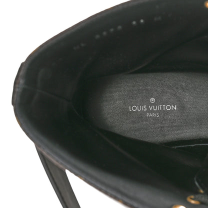 Louis Vuitton Calfskin Monogram Wonderland Flat Ranger Boots 38 Black 7 of 11