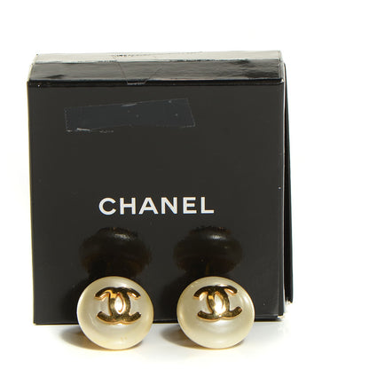 Chanel Pearl CC Clip On Earrings Gold 5 of 5