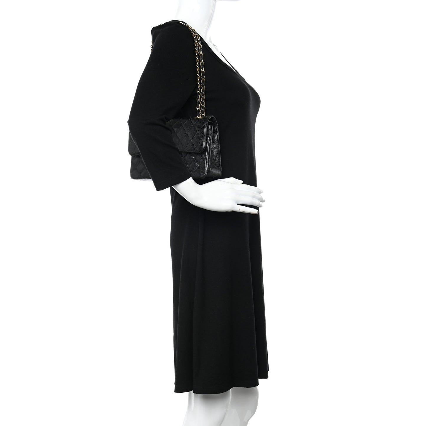 Caviar Quilted Small Double Flap Black