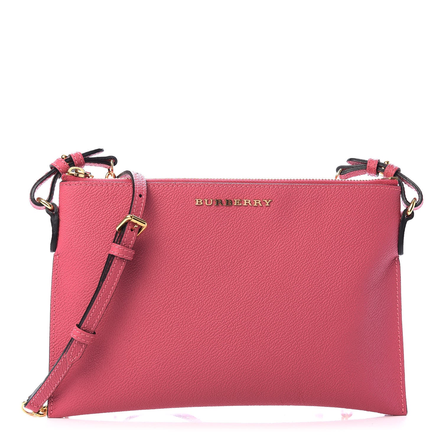 Burberry Soft Grain Calfskin Peyton Crossbody Clutch Bag Pink Azalea 1 of 10