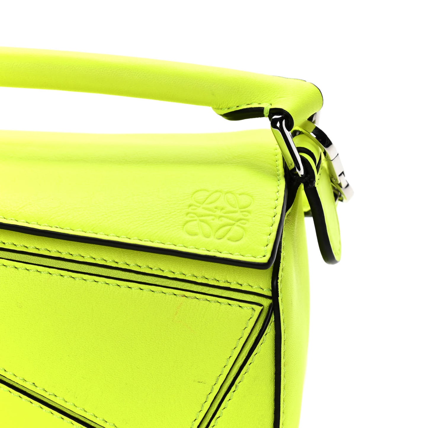 Calfskin Mini Puzzle Bag Neon Yellow