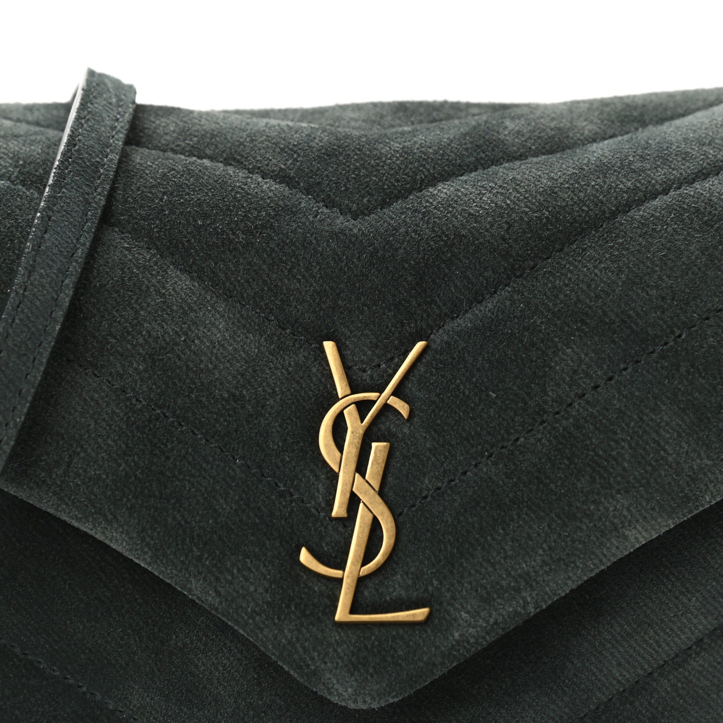 Croute Velour Y Quilted Monogram Toy Loulou Crossbody Bag Dark Forest