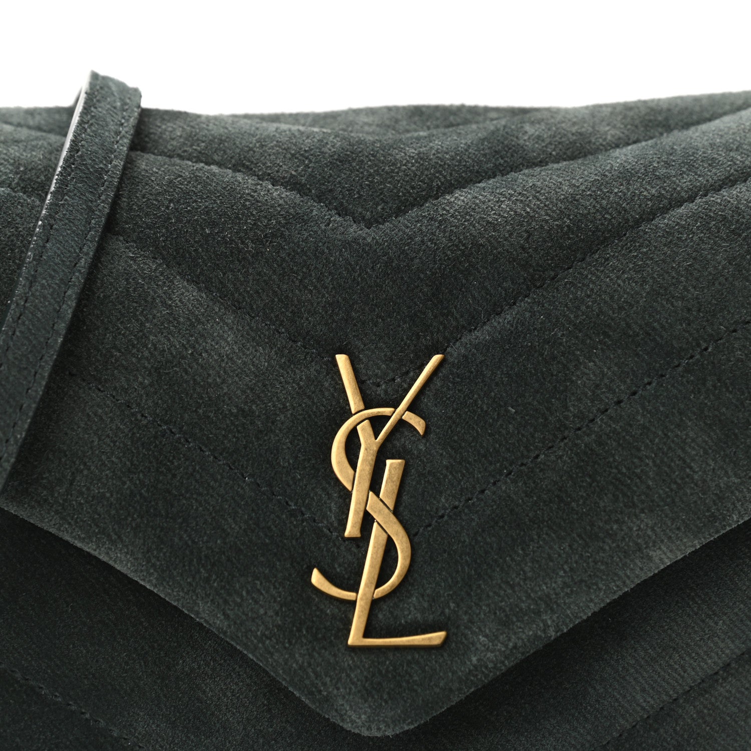 Saint Laurent Croute Velour Y Quilted Monogram Toy Loulou Crossbody Bag Dark Forest 8 of 12