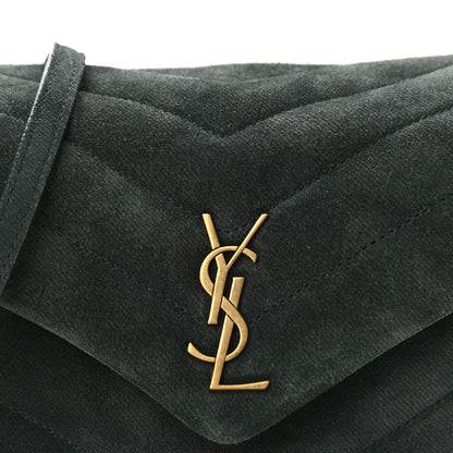 Saint Laurent Croute Velour Y Quilted Monogram Toy Loulou Crossbody Bag Dark Forest 8 of 12