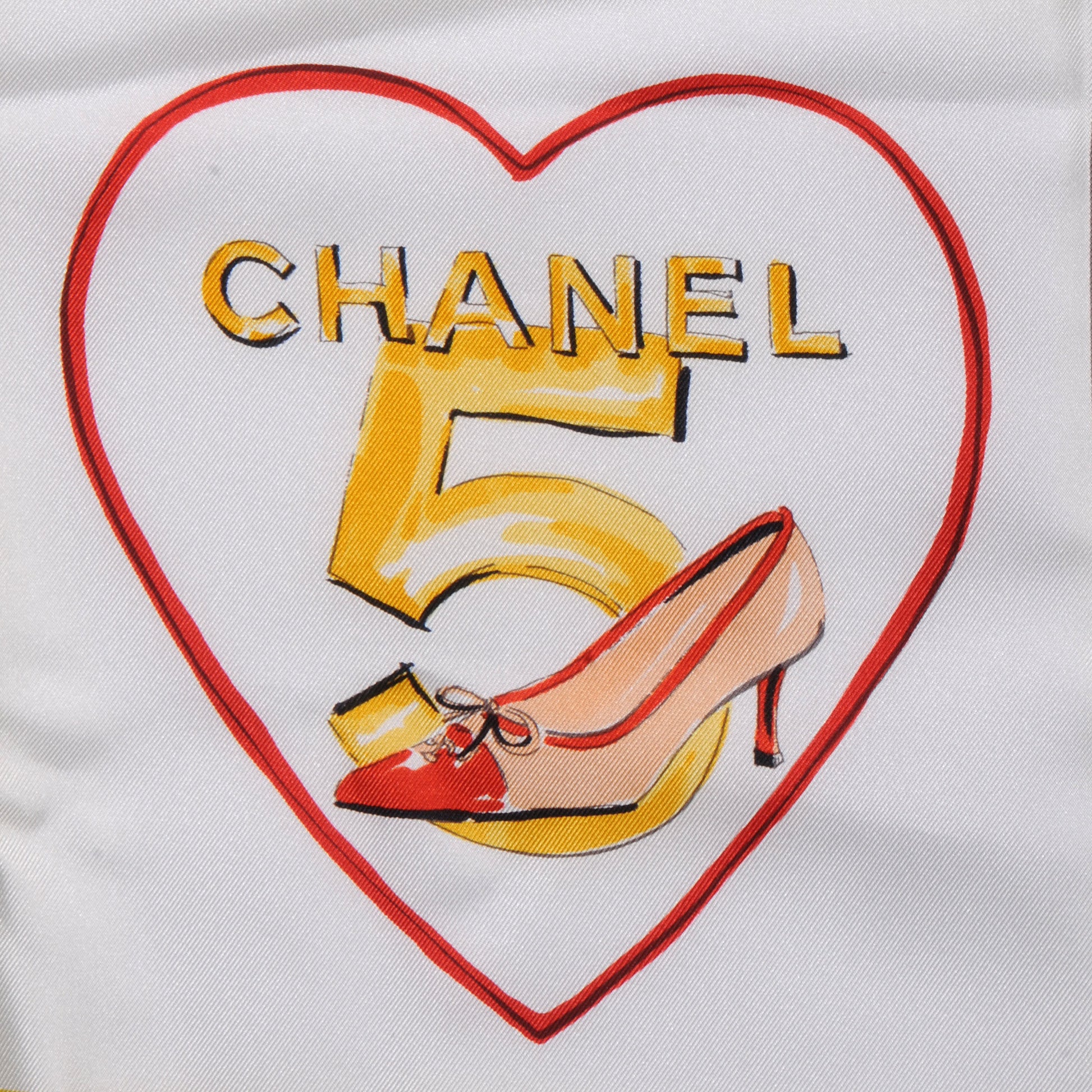 Chanel Silk Coco Heart Scarf Yellow 3 of 5