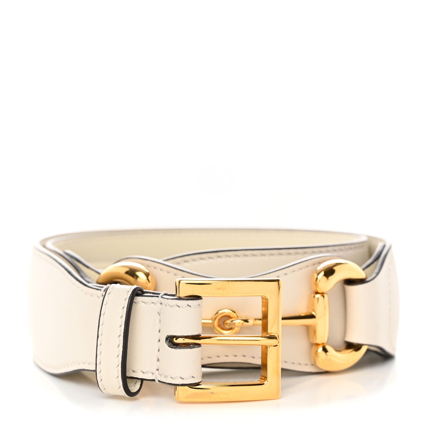 Efesto Leather Horsebit 25mm Belt 85 34 Mystic White