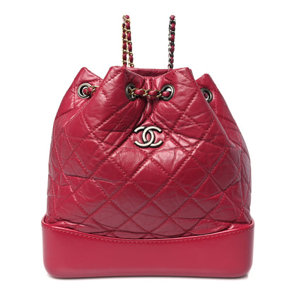 Chanel Aged Calfskin Quilted Small Gabrielle Backpack Dark Pink 1 of 12