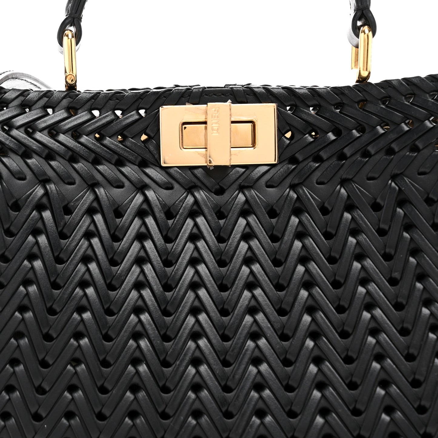 Vitello King Shiny Nappa Intreccio Petite Peekaboo I SEE U Satchel Black