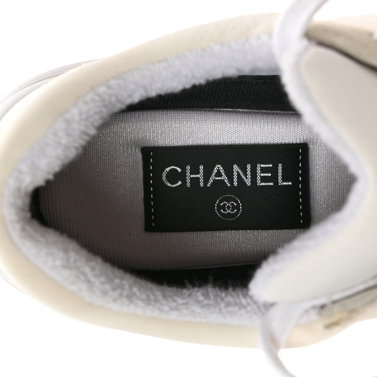 Chanel Suede Calfskin Fabric CC Sneakers 38.5 White 6 of 11