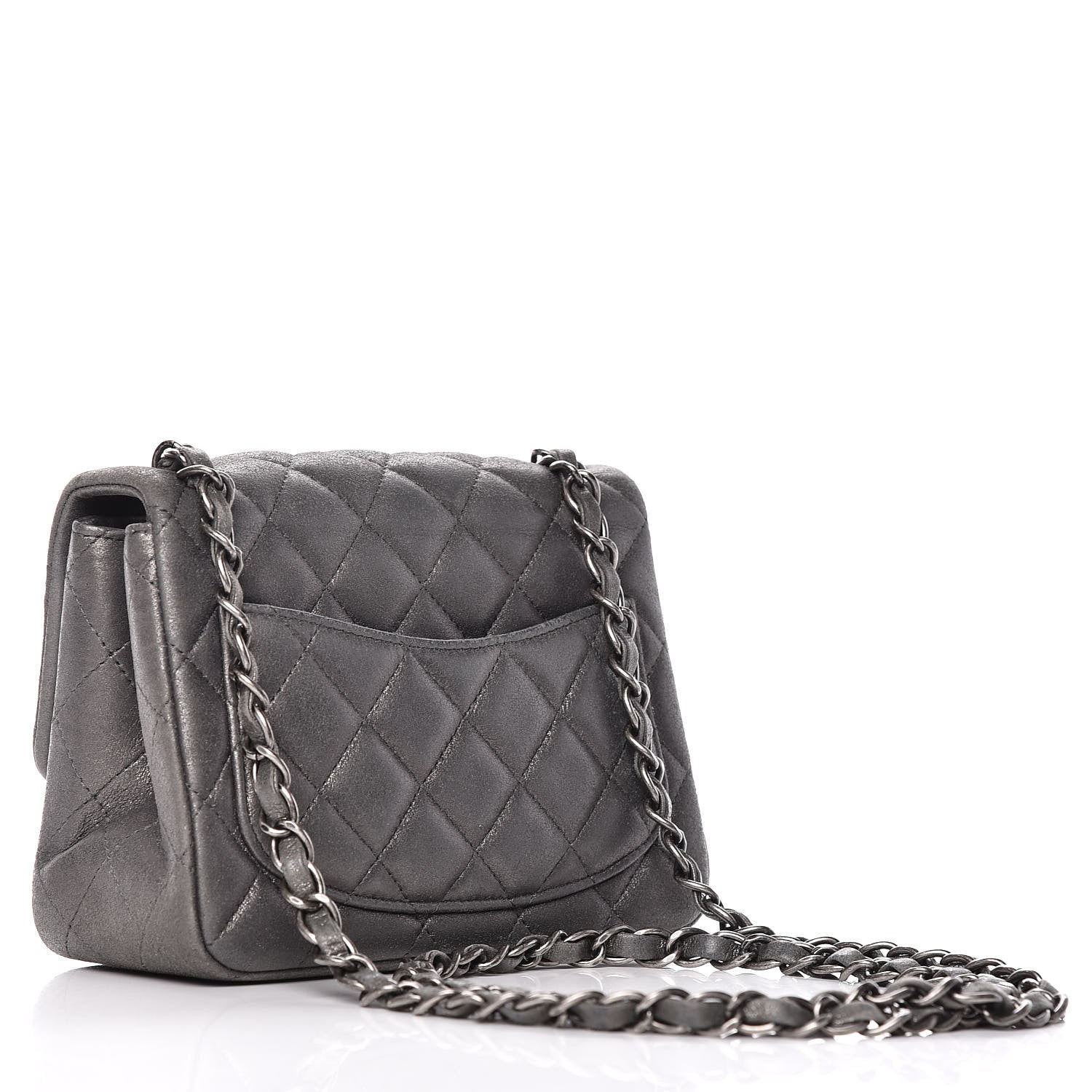 Chanel Iridescent Calfskin Quilted Mini Square Flap Grey 3 of 9