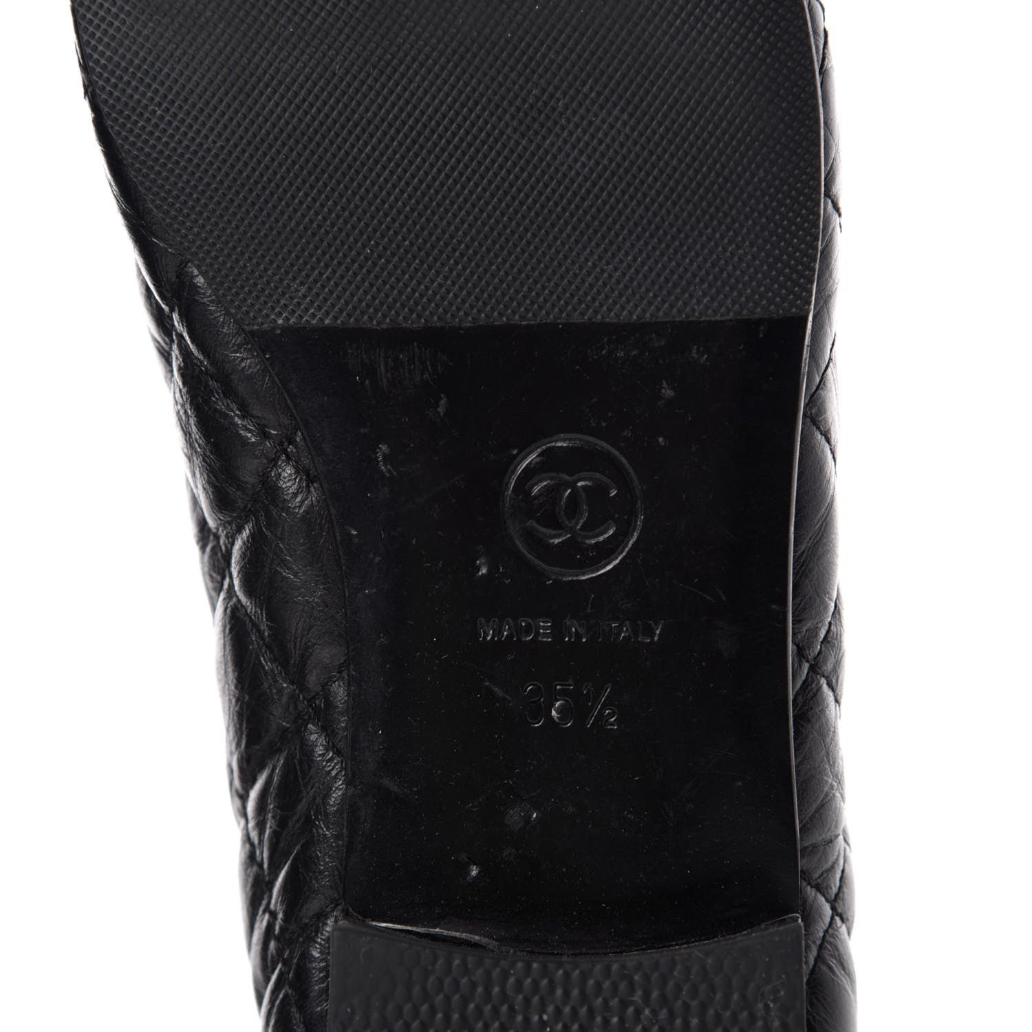 Chanel Aged Calfskin Quilted CC Cap Toe Ballerina Flats 35.5 Black 7 of 13