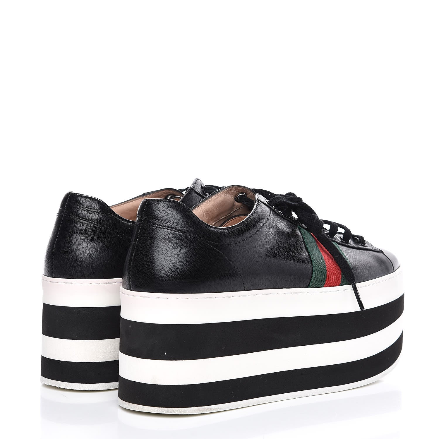 Gucci Malaga Kid Peggy Platform Sneakers 39.5 Black White 4 of 10