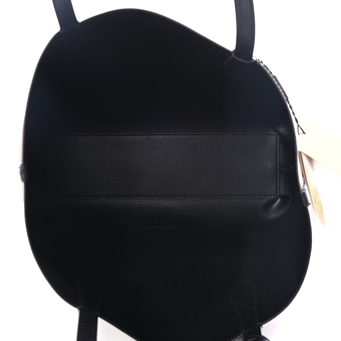 Grainy Calfskin Haymarket Check Small Reversible Tote Black