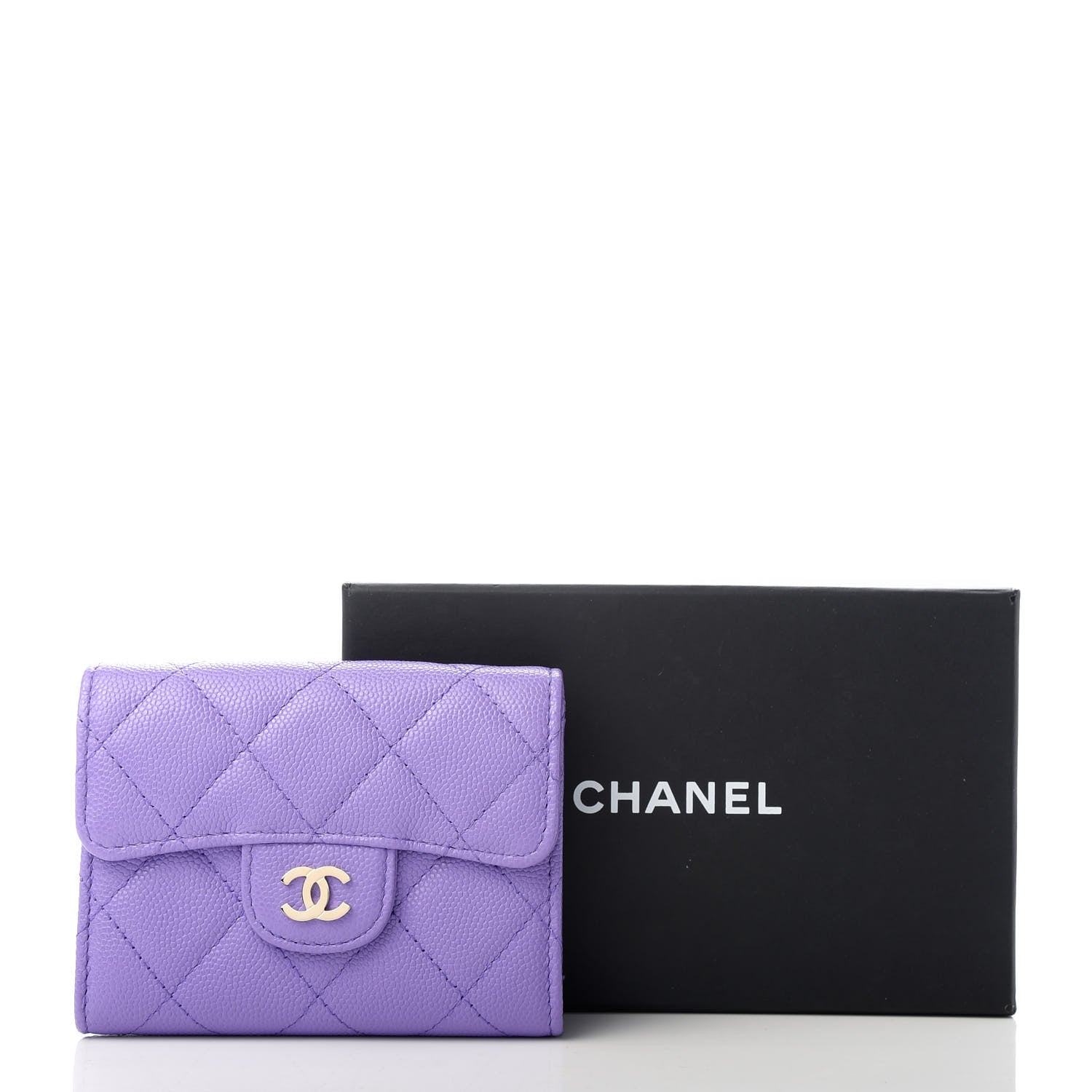Chanel Caviar Quilted Flap Card Holder Wallet Purple 8 of 8