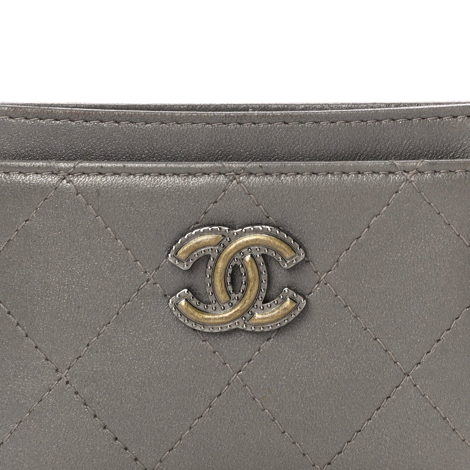 Chanel Calfskin Resin Stitched Card Holder Grey 8 of 11