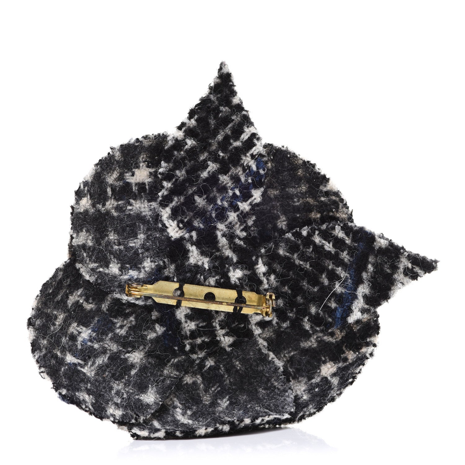 Chanel Tweed Camellia Pin Brooch Black White 3 of 4