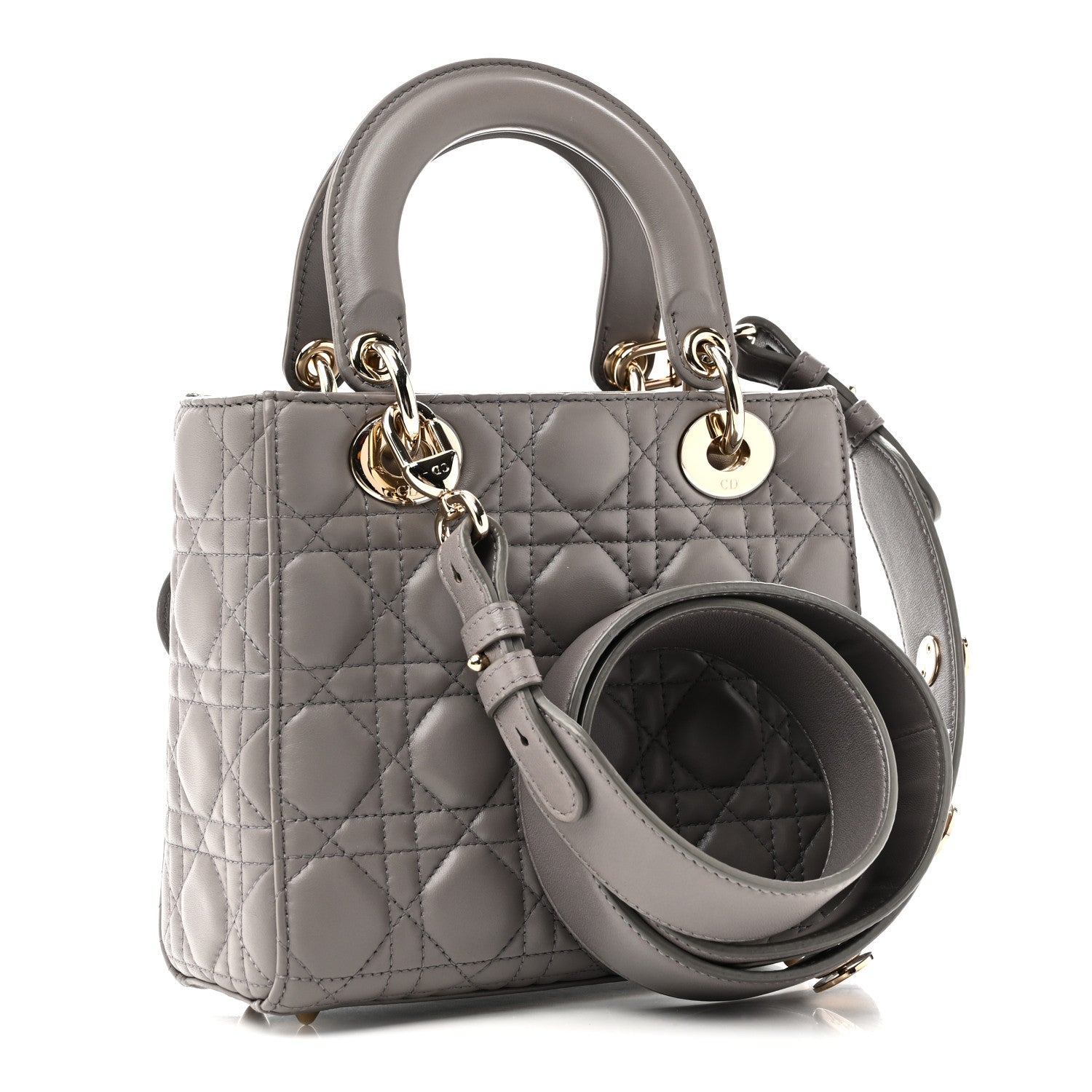 Christian Dior Lambskin Cannage Small Lucky Badges My Lady Dior Grey 3 of 10