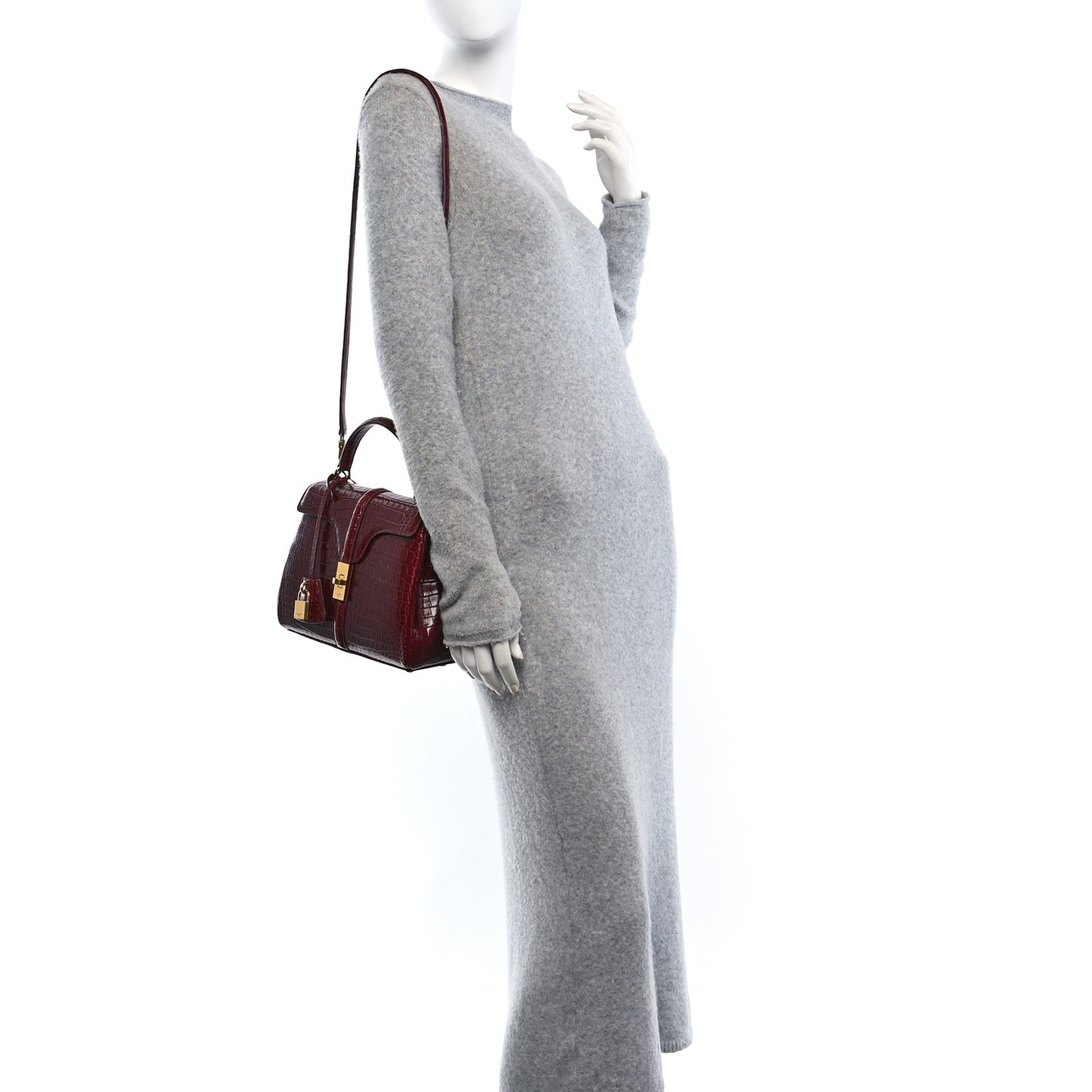 Crocodile Small 16 Top Handle Bag Light Burgundy