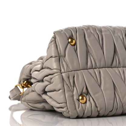 Miu Miu Nappa Matelasse Bauletto Top Handle Bowler Pomice 7 of 12