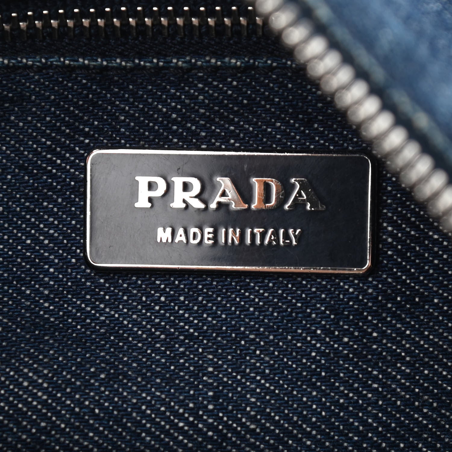 Prada Denim Shoulder Bag Bleu 7 of 14