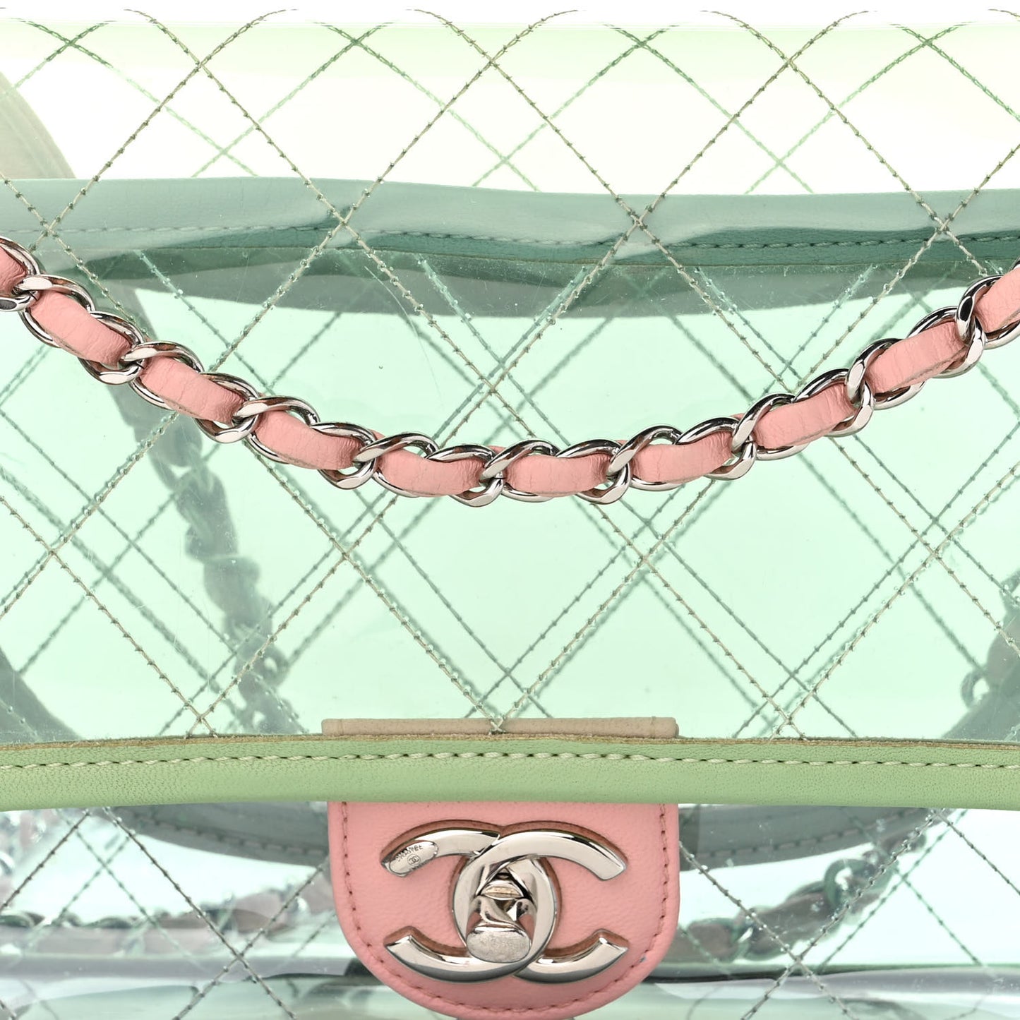 Lambskin PVC Quilted Medium Coco Splash Flap Blue Green