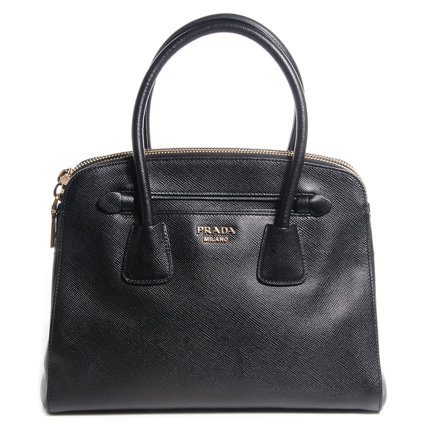 Prada Saffiano Cuir Double Handle Mini Satchel Nero Black 1 of 10