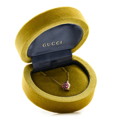 Gucci 18K Yellow Gold Diamond Pink Tourmaline  Le Marche Des Merveilles Feline Pendant Necklace 6 of 6