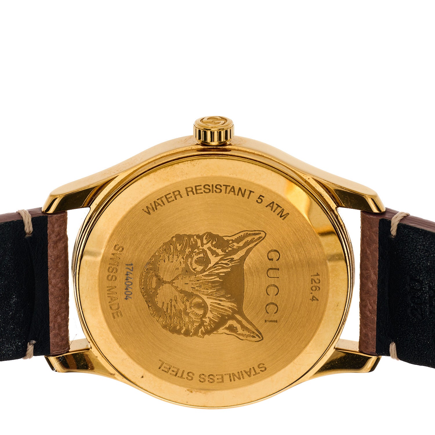 Gucci Stainless Steel Calfskin 38mm G-Timeless Moth Quartz Watch Brown 4 of 4