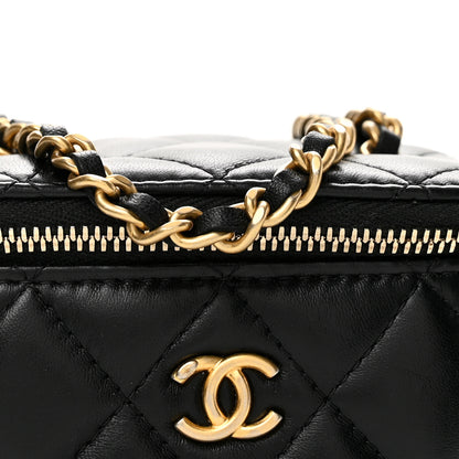 Chanel Lambskin Quilted Mini Pearl Crush Vanity Case With Chain Black 8 of 13