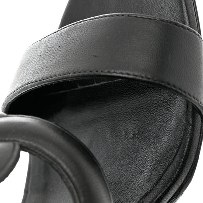 Hermes Nappa Brisbane Wedge Sandals 37 Black 9 of 11