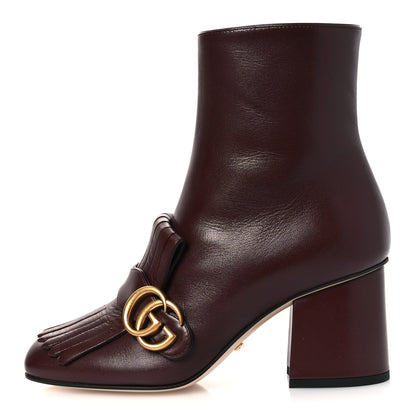 Gucci Malaga Kid GG Marmont Fringe 75mm Ankle Boots 36 Vintage Bordeaux 1 of 12