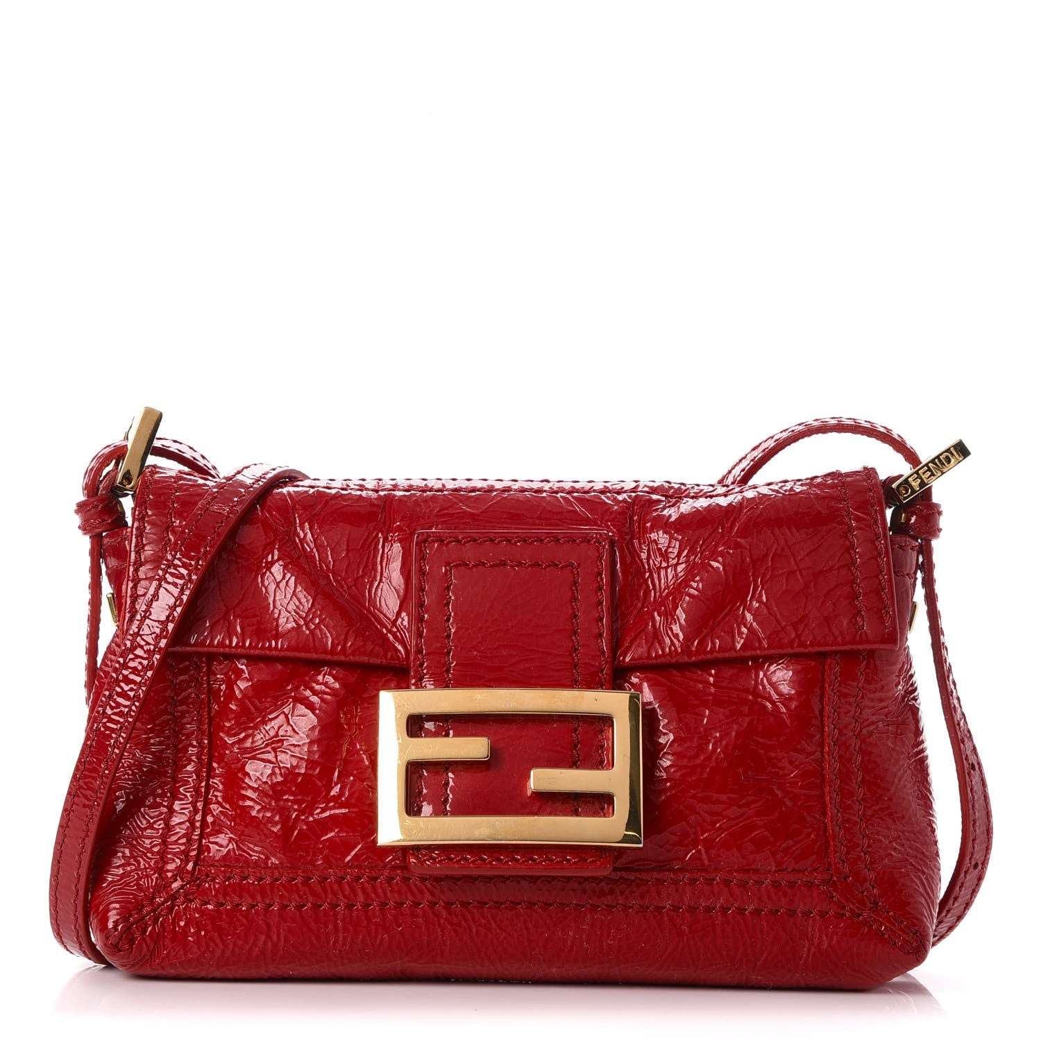 Fendi Vitello Naplak Small Convertible Baguette Rosso 1 of 13