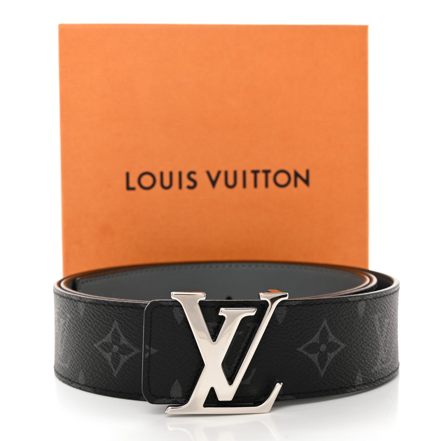 Louis Vuitton Calfskin Monogram Eclipse LV Initiales Reversible Belt 110 44 9 of 9