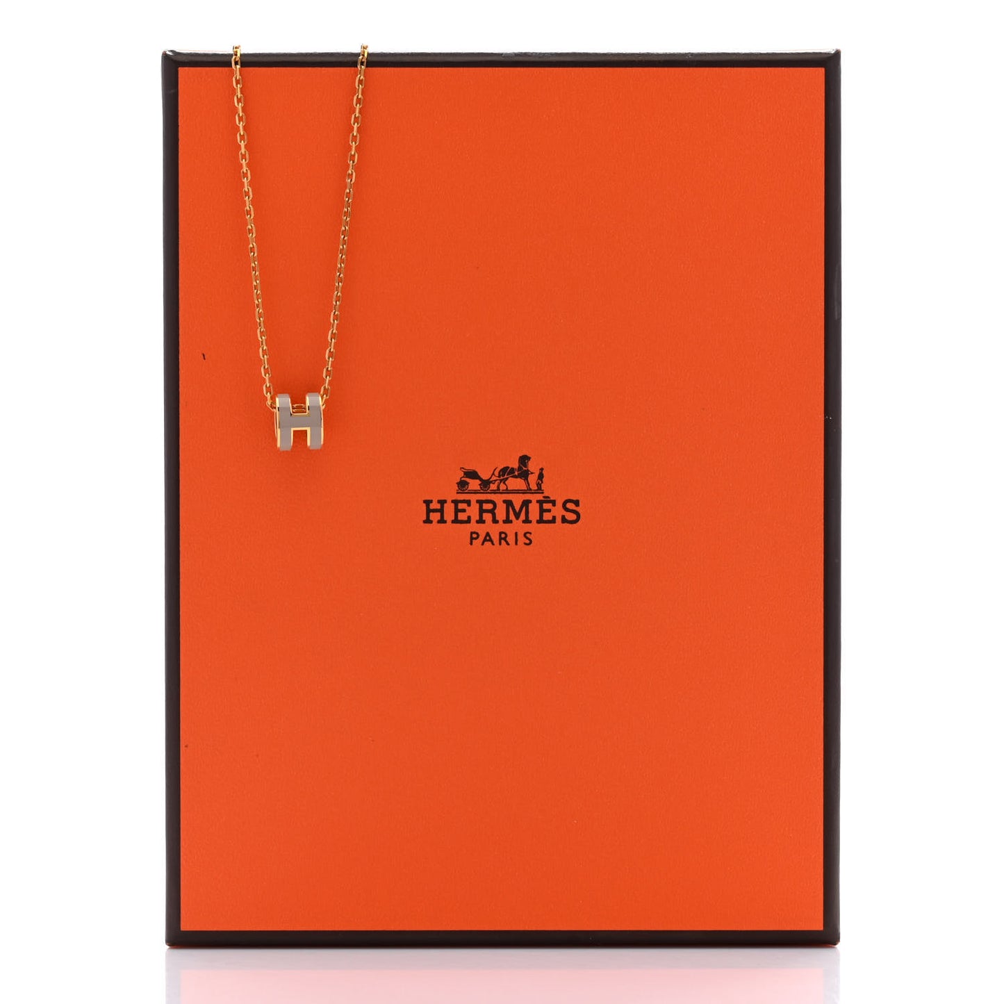 Lacquered Gold Mini Pop H Pendant Necklace Marron Glace