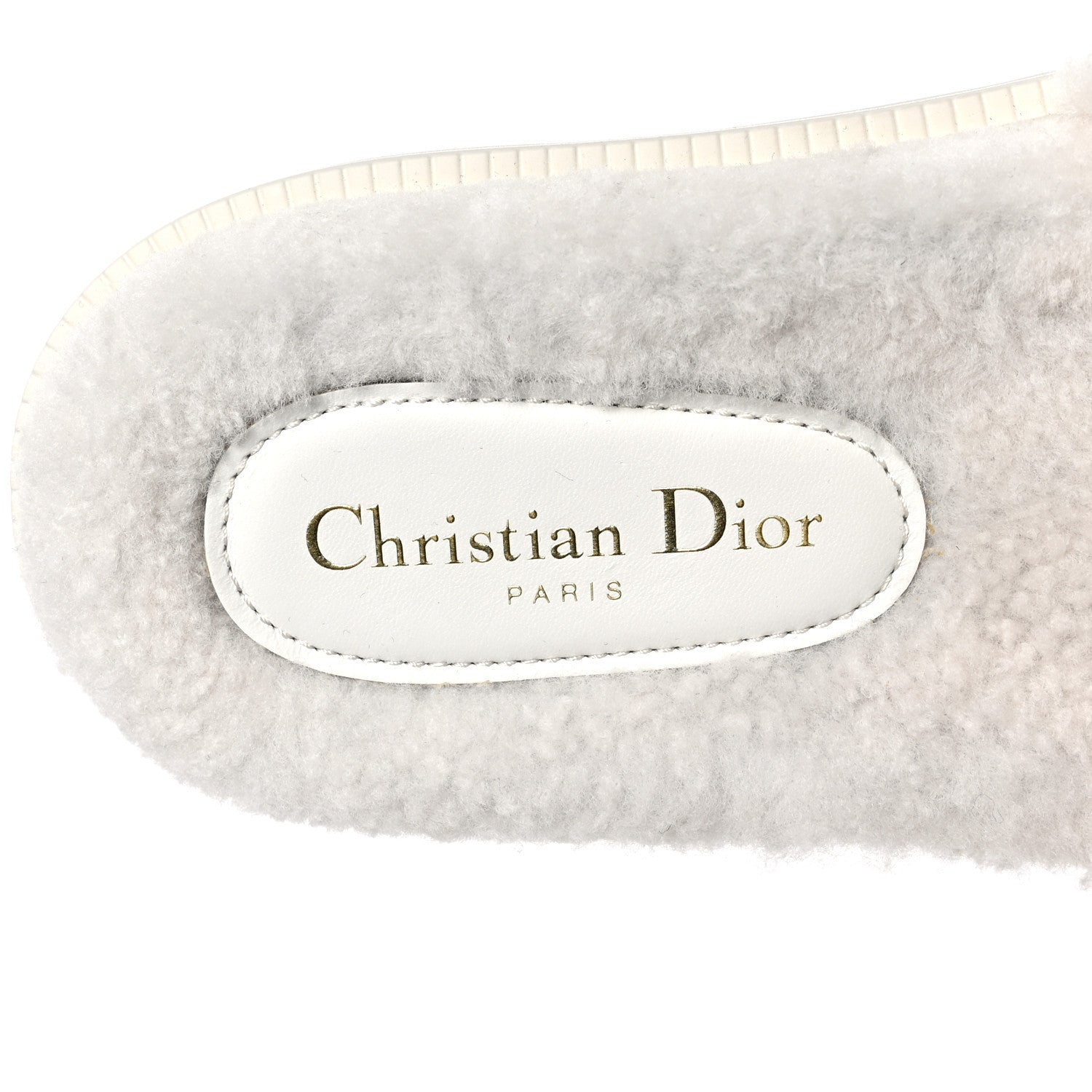 Christian Dior Shearling Canvas Lurex Embroidered Dway 10mm Slide Sandals 38.5 Natural Platinum 7 of 7