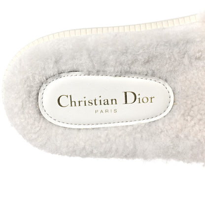 Christian Dior Shearling Canvas Lurex Embroidered Dway 10mm Slide Sandals 38.5 Natural Platinum 7 of 7