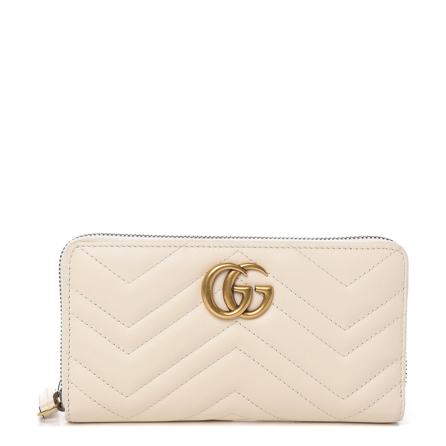 Gucci Calfskin Matelasse GG Marmont Zip Around Wallet White 1 of 6