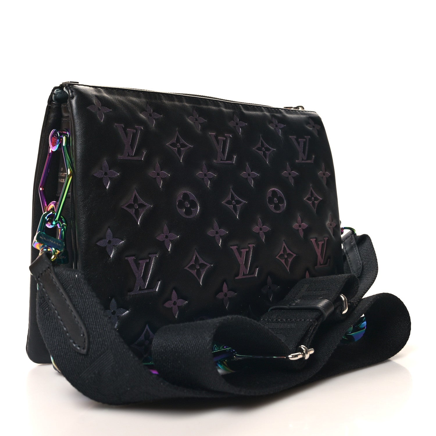 Louis Vuitton Lambskin Embossed Monogram LV Ski Coussin PM Black Multicolor 3 of 12