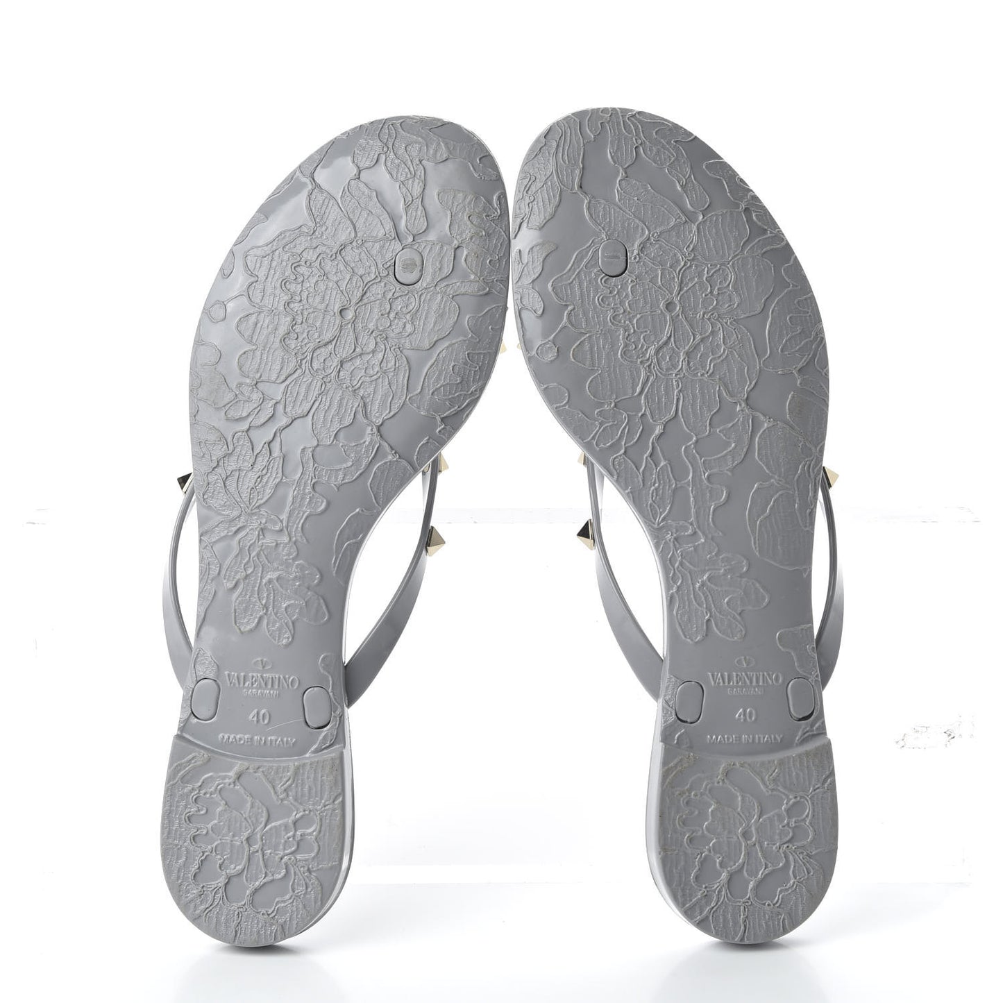 PVC Jelly Rockstud Bow Thong Sandals 40 Pastel Grey