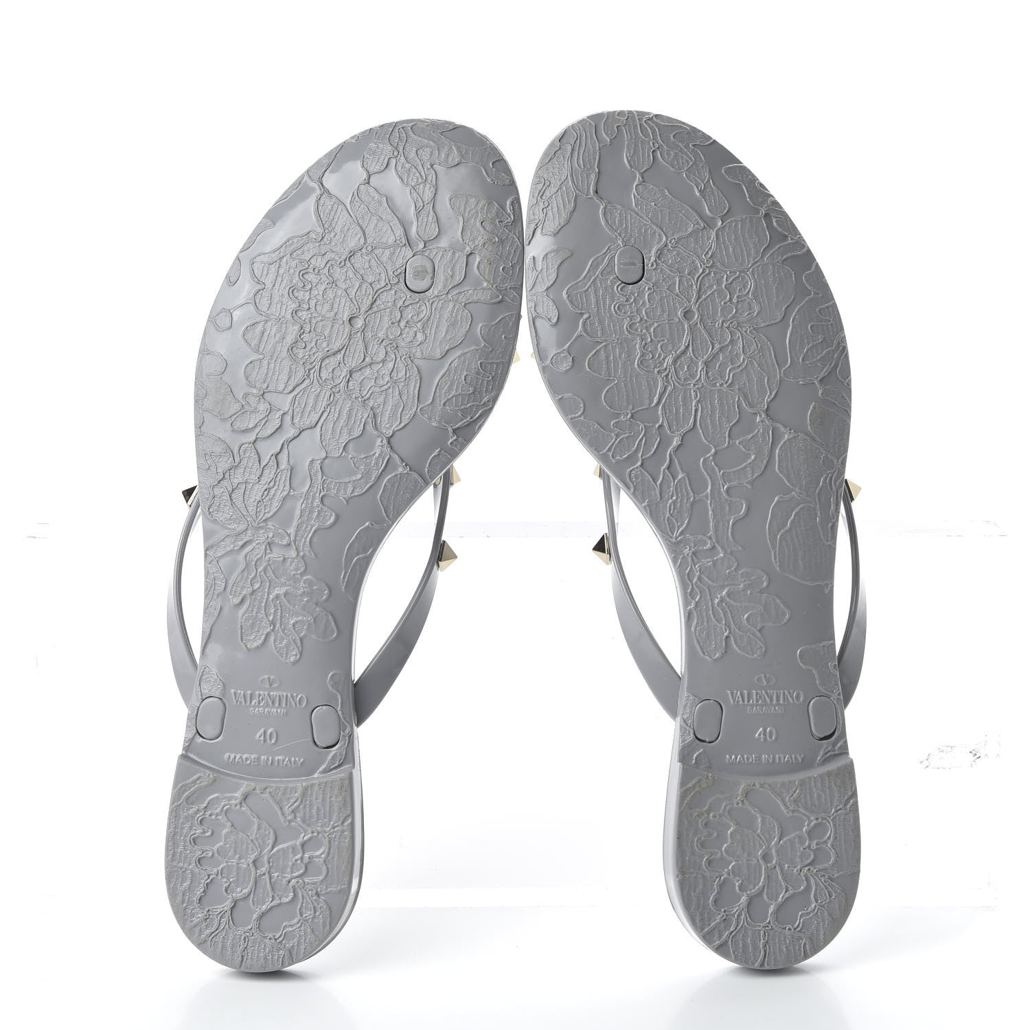 Valentino Garavani PVC Jelly Rockstud Bow Thong Sandals 40 Pastel Grey 5 of 8