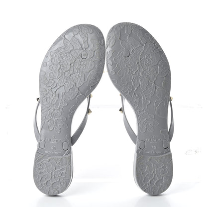 Valentino Garavani PVC Jelly Rockstud Bow Thong Sandals 40 Pastel Grey 5 of 8