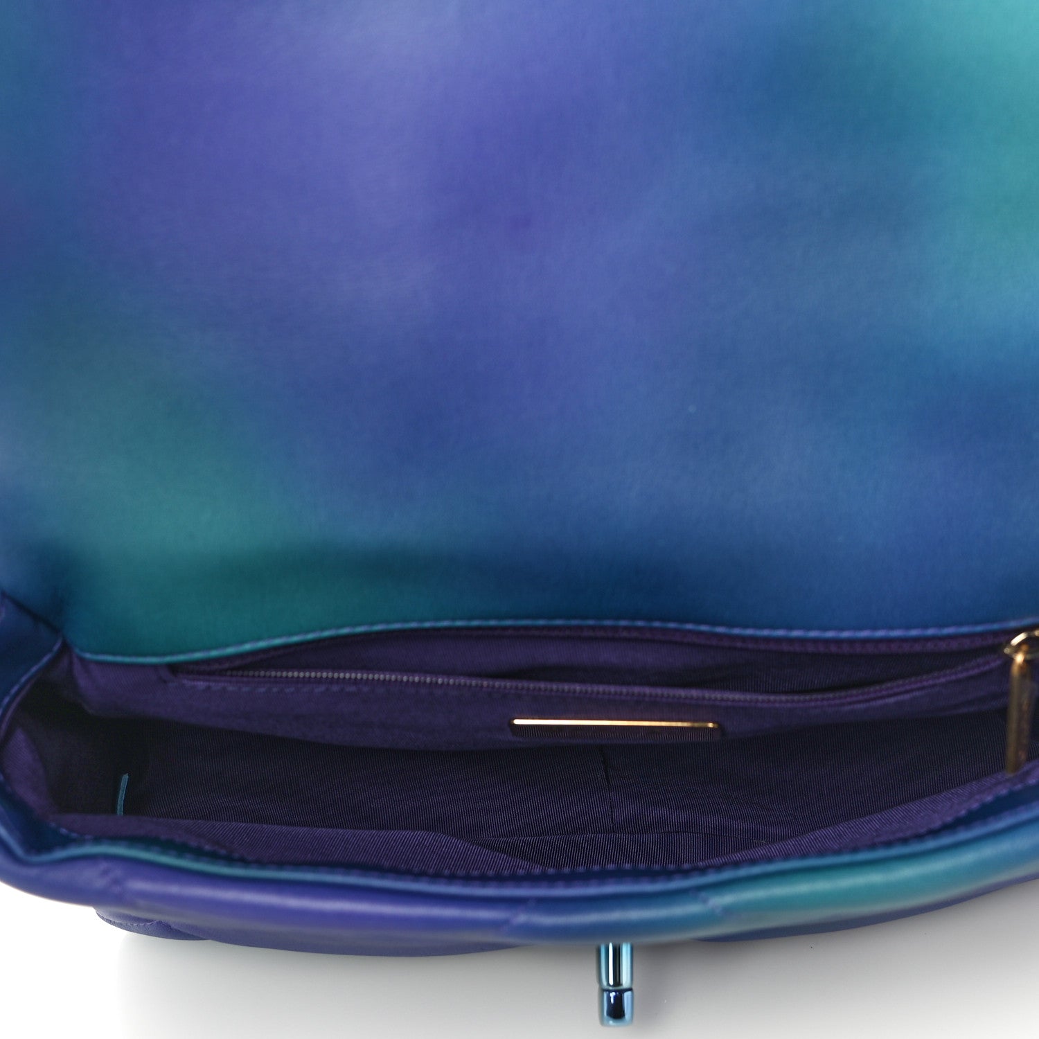 Chanel Tie Dye Calfskin Quilted Medium Chanel 19 Flap Blue Purple 5 of 12