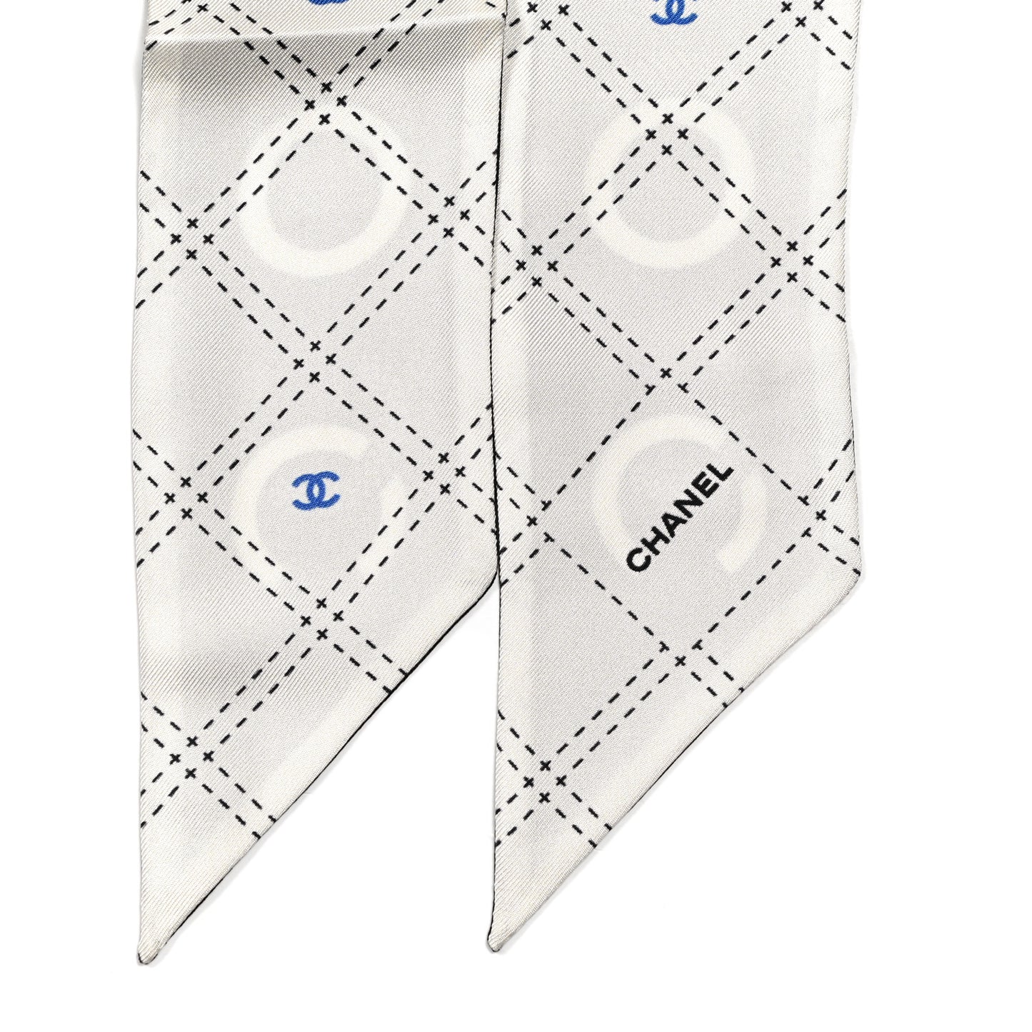 Silk Coco Slim Bandeau Scarf Black White