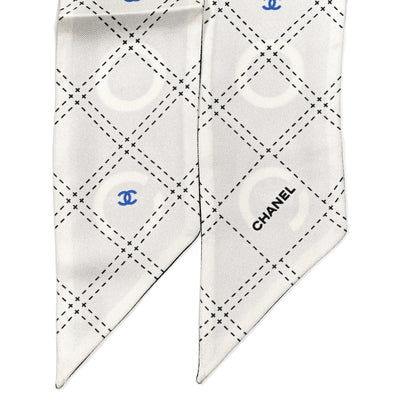 Chanel Silk Coco Slim Bandeau Scarf Black White 4 of 4