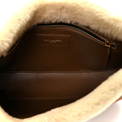 Saint Laurent Suede Calfskin Shearling Le 5 A 7 Hobo Dark Cigar Natural Beige 5 of 11