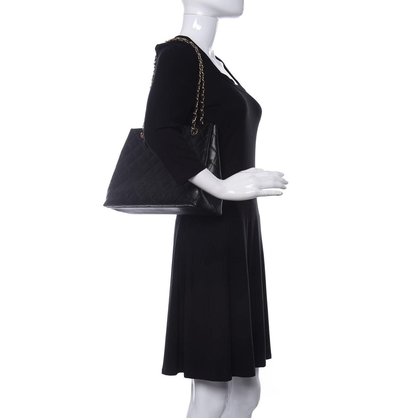 Caviar Quilted Shopper Tote Black