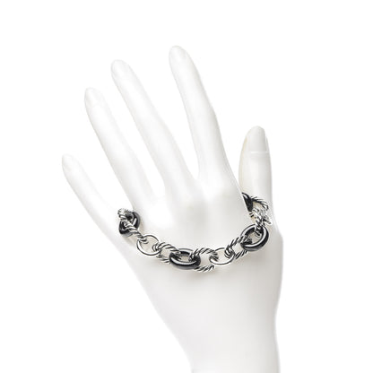 David Yurman Sterling Silver Ceramic 13mm Large Oval Link Bracelet Black 2 of 4